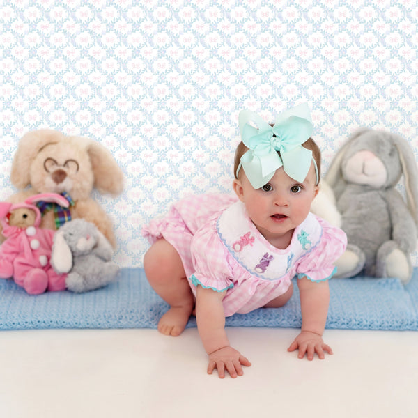 Smocked Pink Bunny Bubble