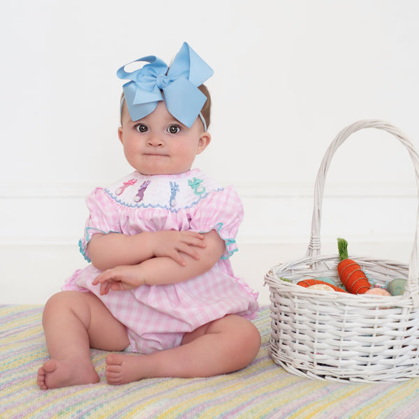 Smocked Pink Bunny Bubble