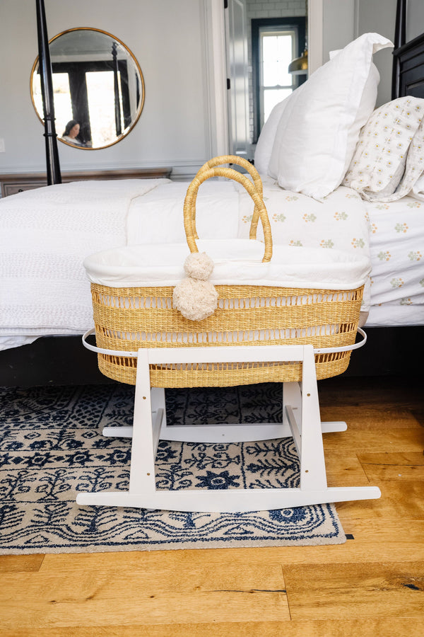 Modern Open Weave<br> African Moses Basket <br>No Hood<br> Vegan Handle
