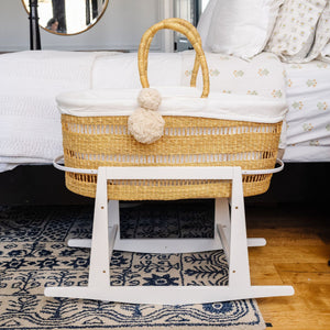 Modern Open Weave<br> African Moses Basket <br>No Hood<br> Vegan Handle