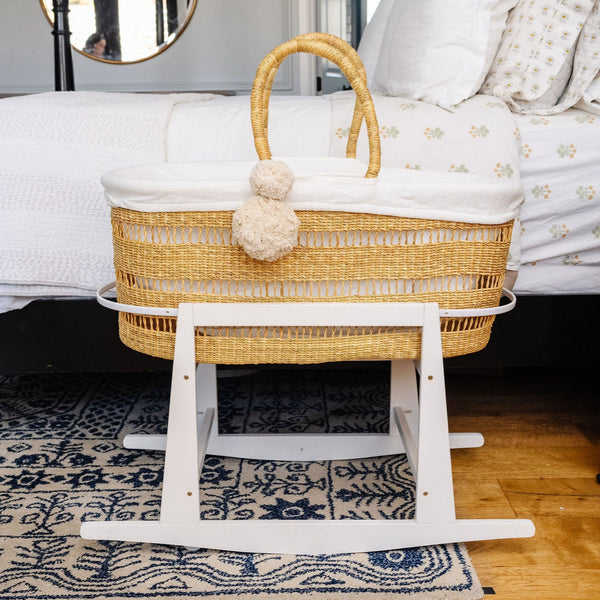Modern Open Weave<br> African Moses Basket <br>No Hood<br> Vegan Handle