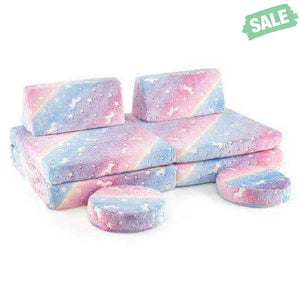 Modular Kids Play Couch Set Glow in the Dark with Portable Handles-Gray Gray Kids Chairs & Seating