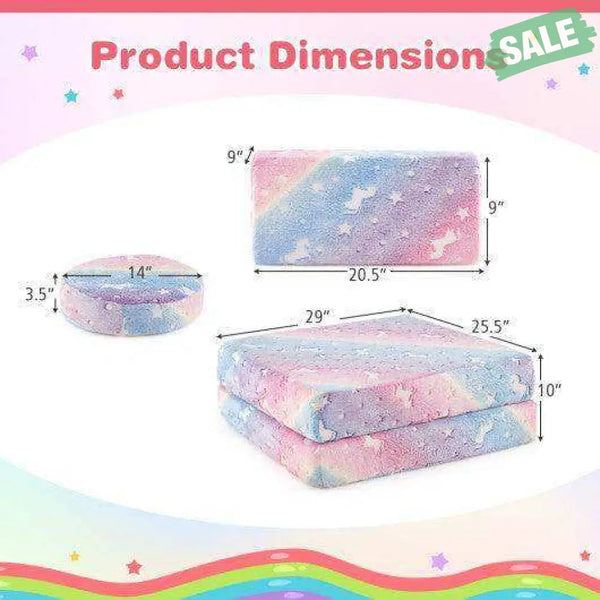 Modular Kids Play Couch Set Glow in the Dark with Portable Handles-Color