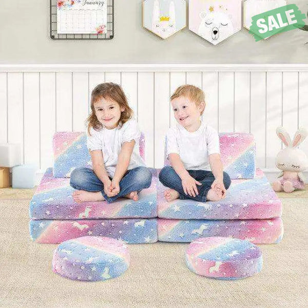 Modular Kids Play Couch Set Glow in the Dark with Portable Handles-Color