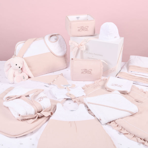 MON BEAU TROUSSEAU | Girls White & Dusty Rose Cotton All-in-One - MOOGCO Baby