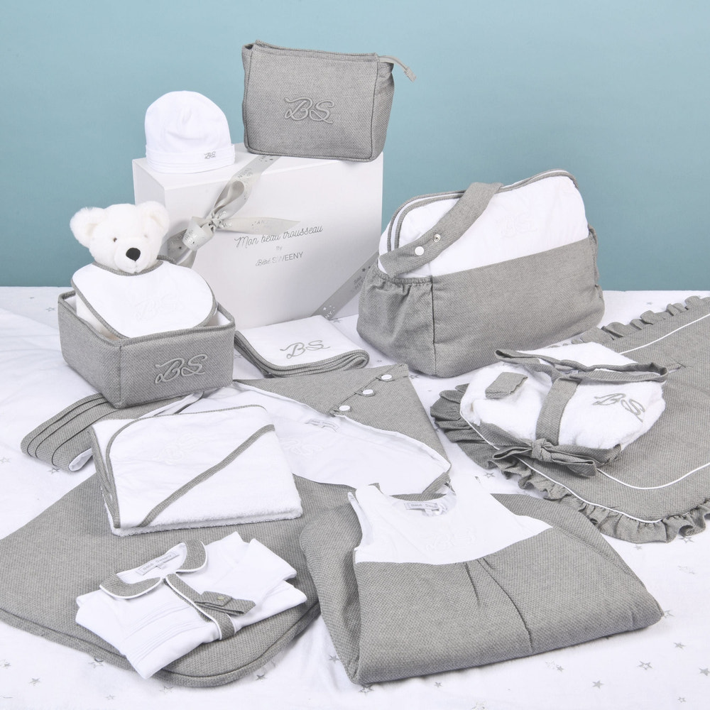 MON BEAU TROUSSEAU | Boys White & Grey Cotton All-in-One - MOOGCO Baby