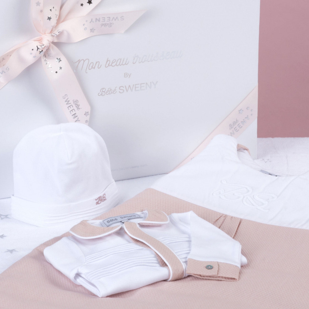 MON BEAU TROUSSEAU | Girls White & Dusty Rose Cotton All-in-One - MOOGCO Baby