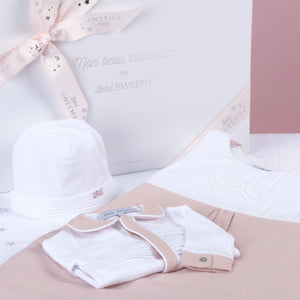 MON BEAU TROUSSEAU | Girls White & Dusty Rose Cotton All-in-One - MOOGCO Baby
