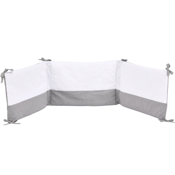 MON BEAU TROUSSEAU | Boys White & Grey Cotton Bed Bumper