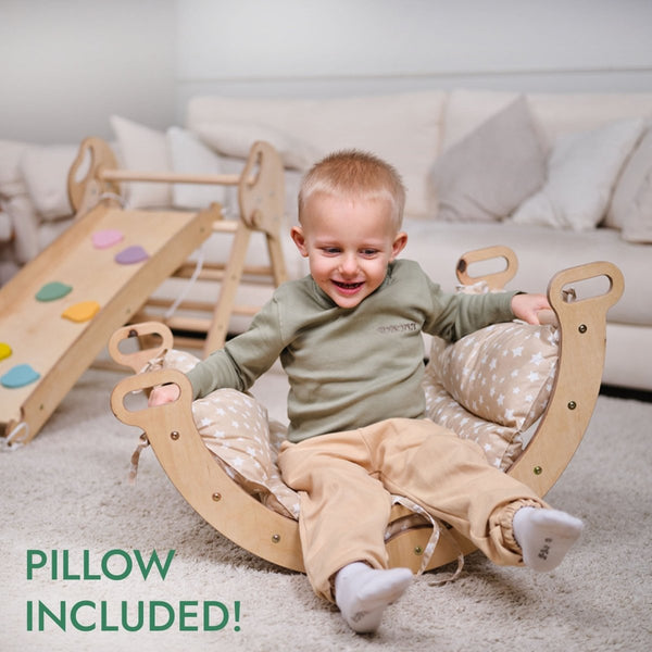 4in1 Montessori Climbing Set: Pikler Triangle, Arch, Slide Board, and Cushion for Toddlers (1–3 Years)