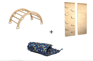 Montessori Arch Rocker with Ramp and Pillow for babies, promoting active play and development in a safe design.