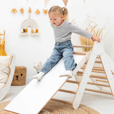 3 in 1 Montessori Climbing Set: Pikler Triangle + Sliding Ramp + Ladder (B2B)