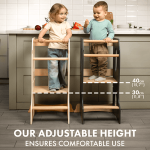 Stable Montessori Learning Tower: Wooden Growing Chair - Ivory