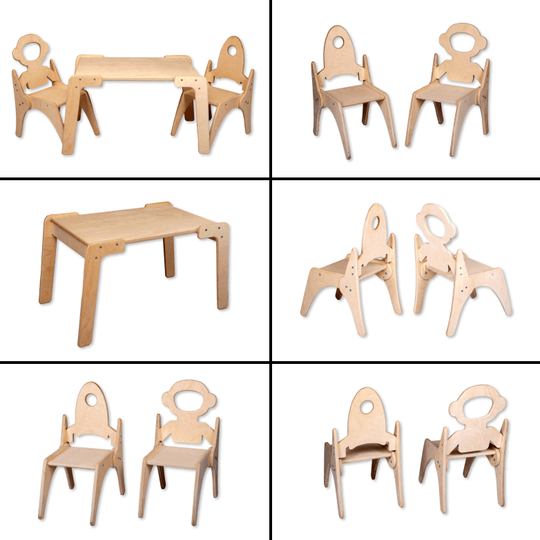 Montessori table and chair set for toddlers, promoting independent play and learning in a stylish design.