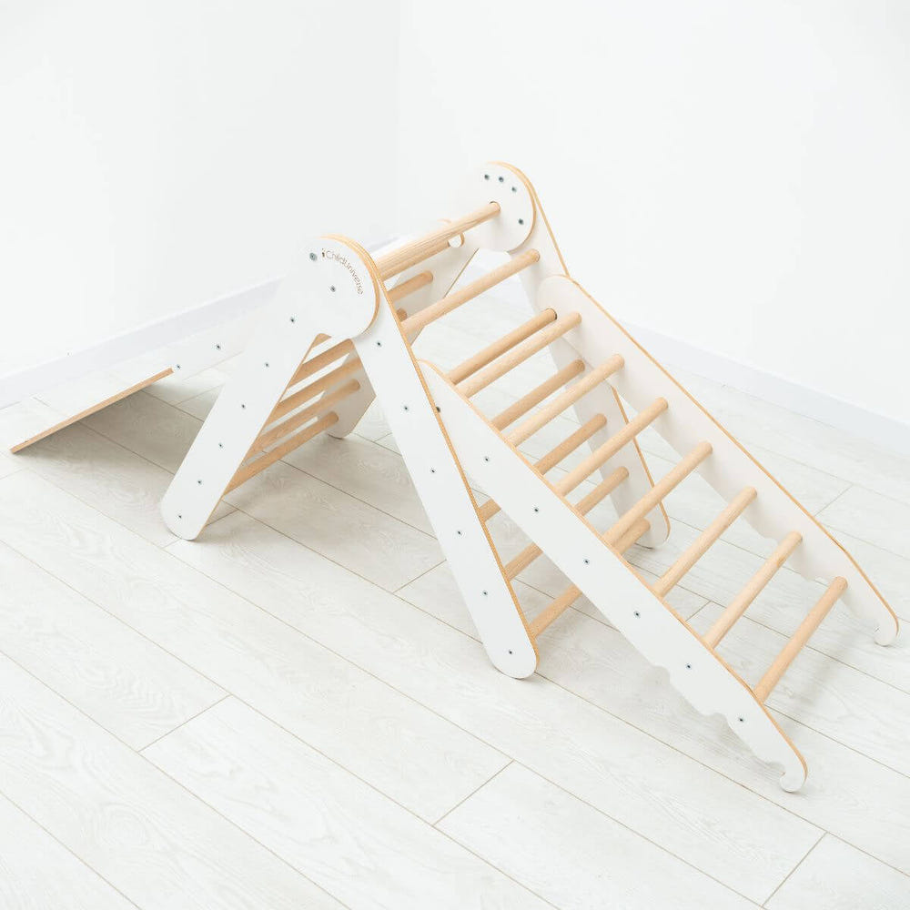 3 in 1 Montessori Climbing Set: Pikler Triangle + Sliding Ramp + Ladder (B2B)