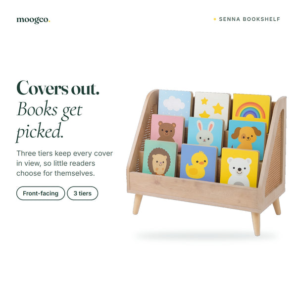 MOOGCO Senna rattan Montessori bookshelf SENNA 03 books