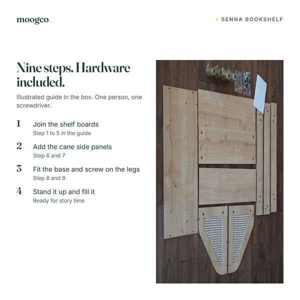MOOGCO Senna rattan Montessori bookshelf SENNA 10 assembly