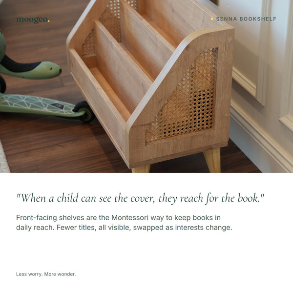 MOOGCO Senna rattan Montessori bookshelf SENNA 11 why
