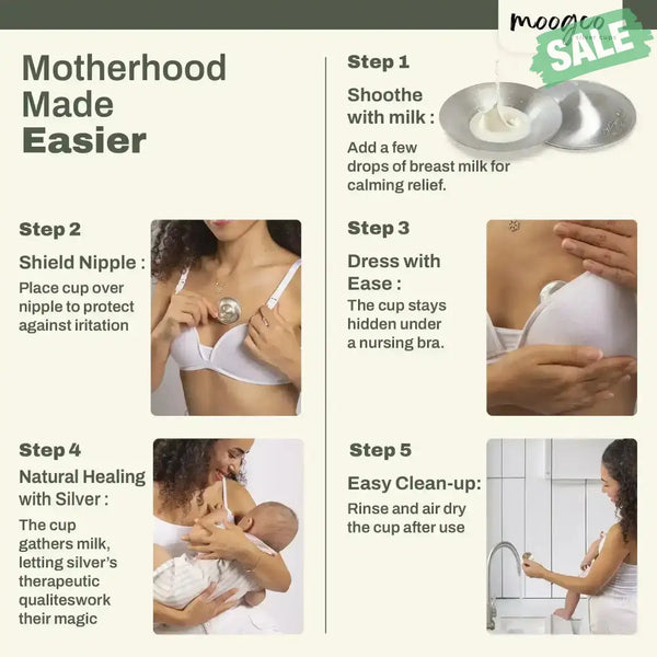 MOOGCO Silver Nursing Cups 925k Silver SIlver Nursing Cups
