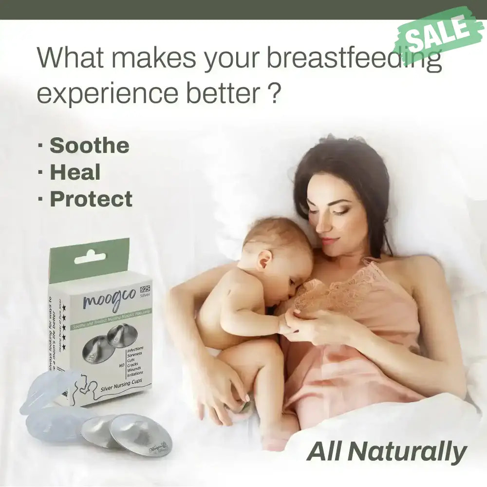 MOOGCO Silver Nursing Cups 925k Silver Regular (L) Size / No Carrying Case SIlver Nursing Cups