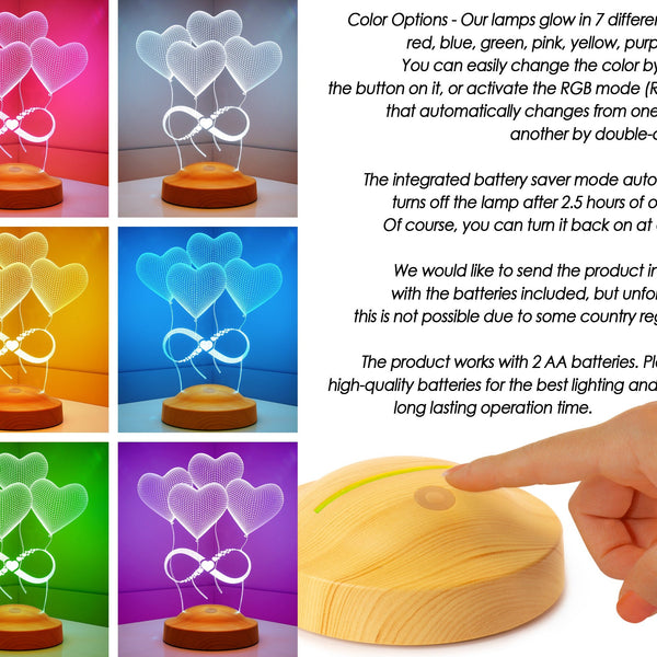 Personalized 3D Night Light, Custom Led Lamp Gift for Girlfriend by Drn Gift Store