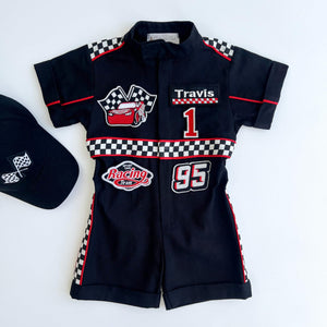 Costumes Club Handmade Race Car Driver Costume for Toddlers - Halloween Costume, Cars Boys Racing Outfit, Toddler Racer Suit by Costumes Club, Black With Red #blackwithred