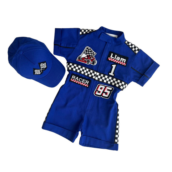 Costumes Club Handmade Race Car Driver Costume for Toddlers - Halloween Costume, Cars Boys Racing Outfit, Toddler Racer Suit by Costumes Club, Blue #blue