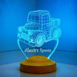 Truck Night Light with Custom Name, Truck Bedside Lamp, Nursery Decor by Drn Gift Store