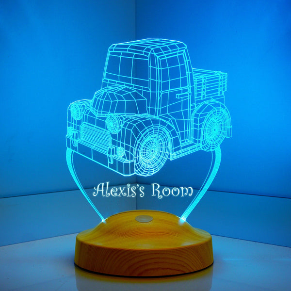 Truck Night Light with Custom Name, Truck Bedside Lamp, Nursery Decor by Drn Gift Store