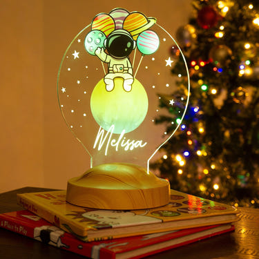 Personalized Astronaut Night Lamp, Space Theme Nursery Decor by Drn Gift Store