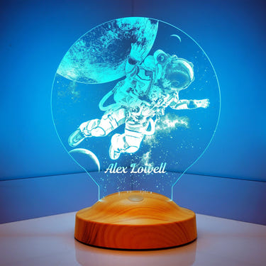 Personalized Astronaut LED Lamp, Space Nursery Decor, Astronaut Figurine by Drn Gift Store