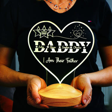 Personalized Gift For Dad Night Light, Step Dad Gift, Gift With Kids Names by Drn Gift Store