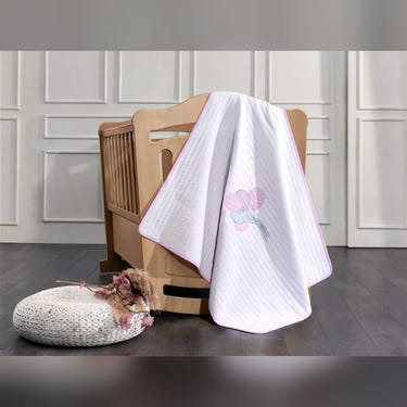Balloon Embroidered Cotton Baby Blanket, 35x43 in