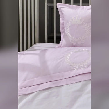 Queen Embroidered Cotton Baby Duvet Cover Set, 4 Pieces