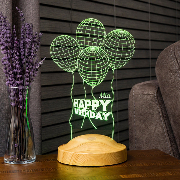 Personalized Balloon LED Lamp, Custom Birthday Night Light, Engraved Gift by Drn Gift Store
