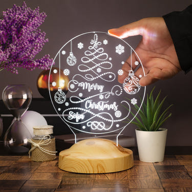 Personalized Christmas Tree LED Night Light, Custom Holiday Decor by Drn Gift Store