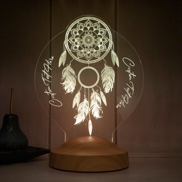 Personalized Dreamcatcher Night Light, LED Bedside Lamp, Chakra Decor by Drn Gift Store
