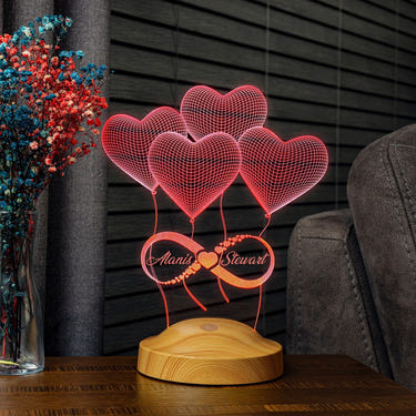 Personalized 3D Night Light, Custom Led Lamp Gift for Girlfriend by Drn Gift Store