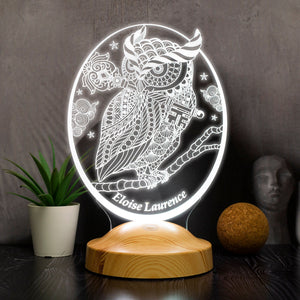 Personalized Owl Gift, Owl 3D LED Lamp, Perfect Gift for Owl Lovers by Drn Gift Store