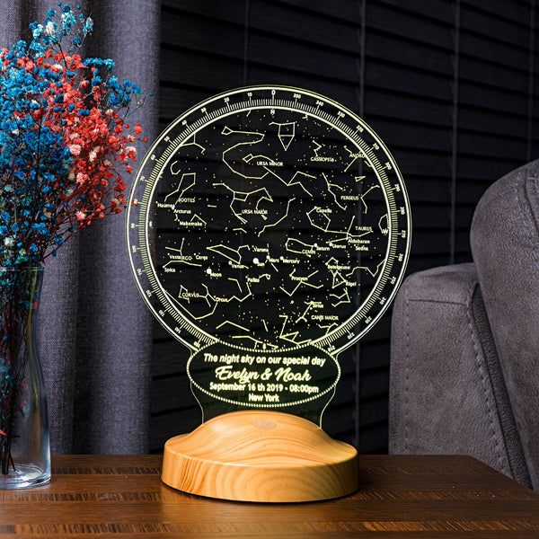 Custom Constellation Star Map Night Light, Personalized Anniversary Gift by Drn Gift Store
