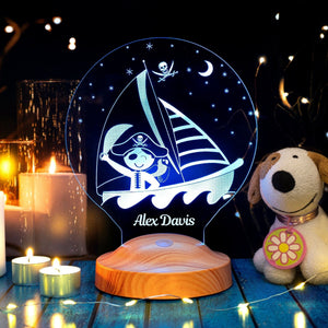 Pirate Boy Night Lamp Personalized, Baby Boy Bedroom Lamp by Drn Gift Store