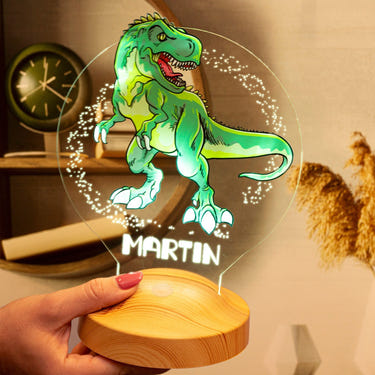 Personalized Dinosaur LED Sign, Gifts for kids, T-Rex Night light for kid by Drn Gift Store