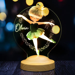 Ballerina Gift Night Light for Girl Personalized, Ballet Lamp by Drn Gift Store