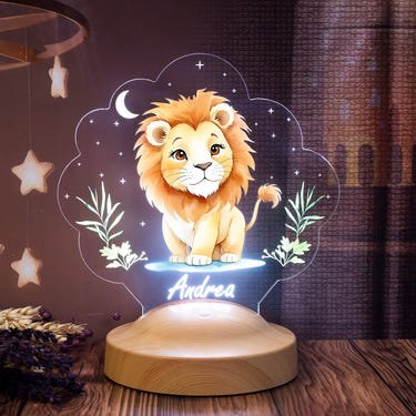 Personalized Lion Night Light, Baby Nursery Decor, Jungle Animal Lamp by Drn Gift Store