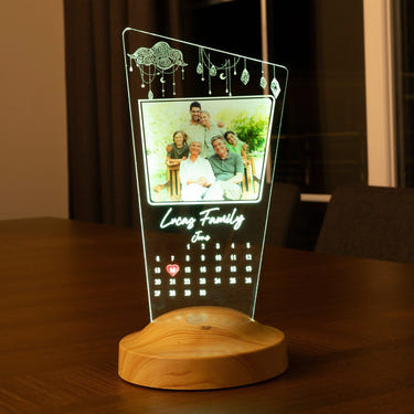 Personalized Photo Calendar Night Light, Custom LED Lamp by Drn Gift Store