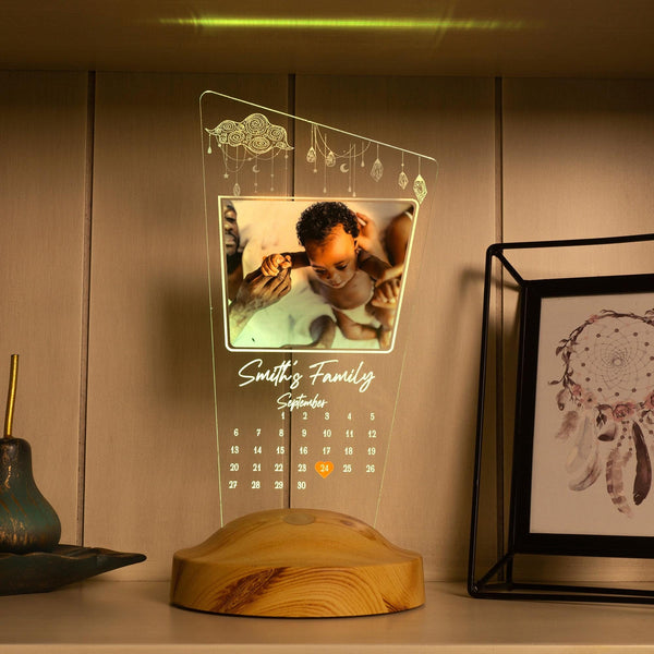 Personalized Photo Calendar Night Light, Newborn Gift by Drn Gift Store