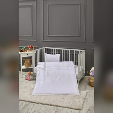Elegant Stripe Embroidered Bamboo Baby Duvet Cover Set, 3 Pieces