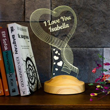 Personalized Anniversary Gift, 3D Heart Night Light, Valentines Gift by Drn Gift Store