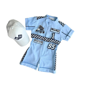 Costumes Club Handmade Race Car Driver Costume for Toddlers - Halloween Costume, Cars Boys Racing Outfit, Toddler Racer Suit by Costumes Club, Pure Baby Blue #purebabyblue