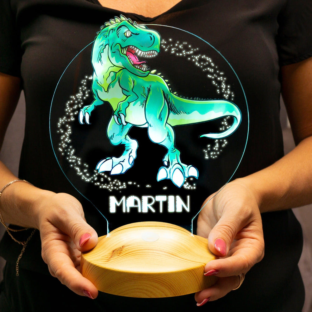 Personalized Dinosaur LED Sign, Gifts for kids, T-Rex Night light for kid by Drn Gift Store